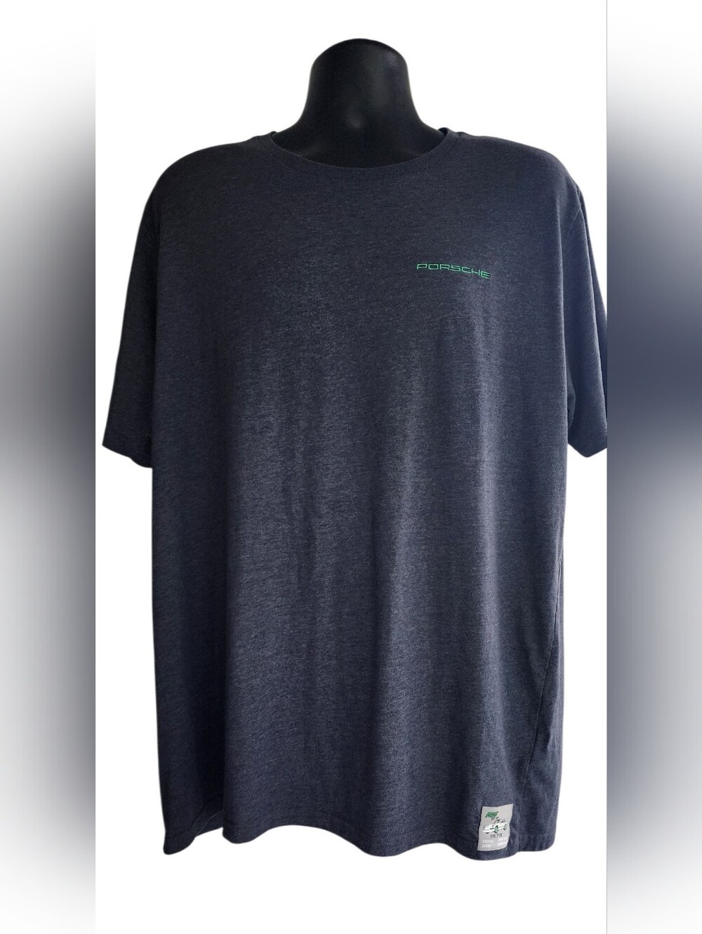 Porsche Design Dark Charcoal Gray Tee with Green Logo